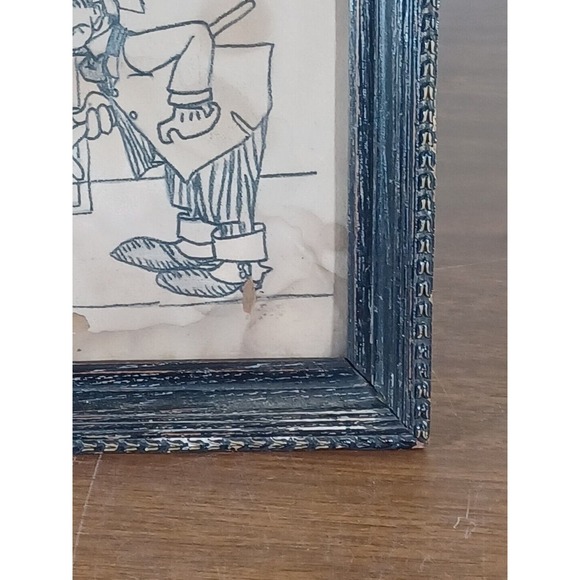 Antique Folk Art Pencil Drawing 5x6 Framed Late 1800s Early 1900s - Picture 11 of 14